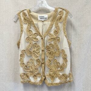 George Simonton jute and mesh floral snap front vest size 14 statement menswear